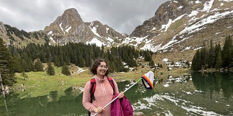 Sampling an alpine lake in the Swiss Alps