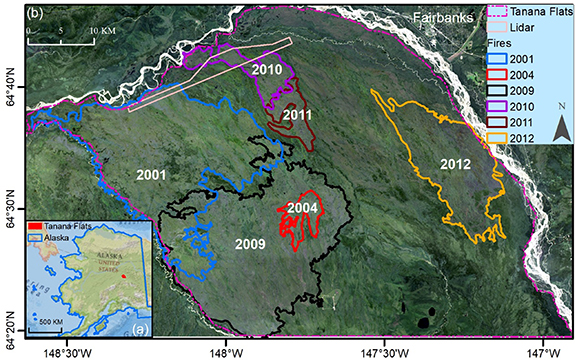 Linking repeat lidar with landsat products for large scale quantification of fire-induced permafrost thaw settlement in interior Alaska by Caiyun Zhang